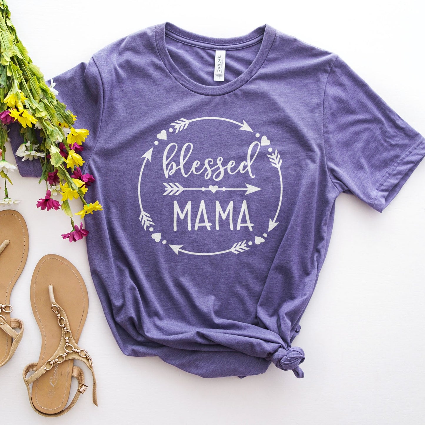 Blessed Mama Round Tee Shirts For Women - Christian Shirts for Women - Religious Tee Shirts