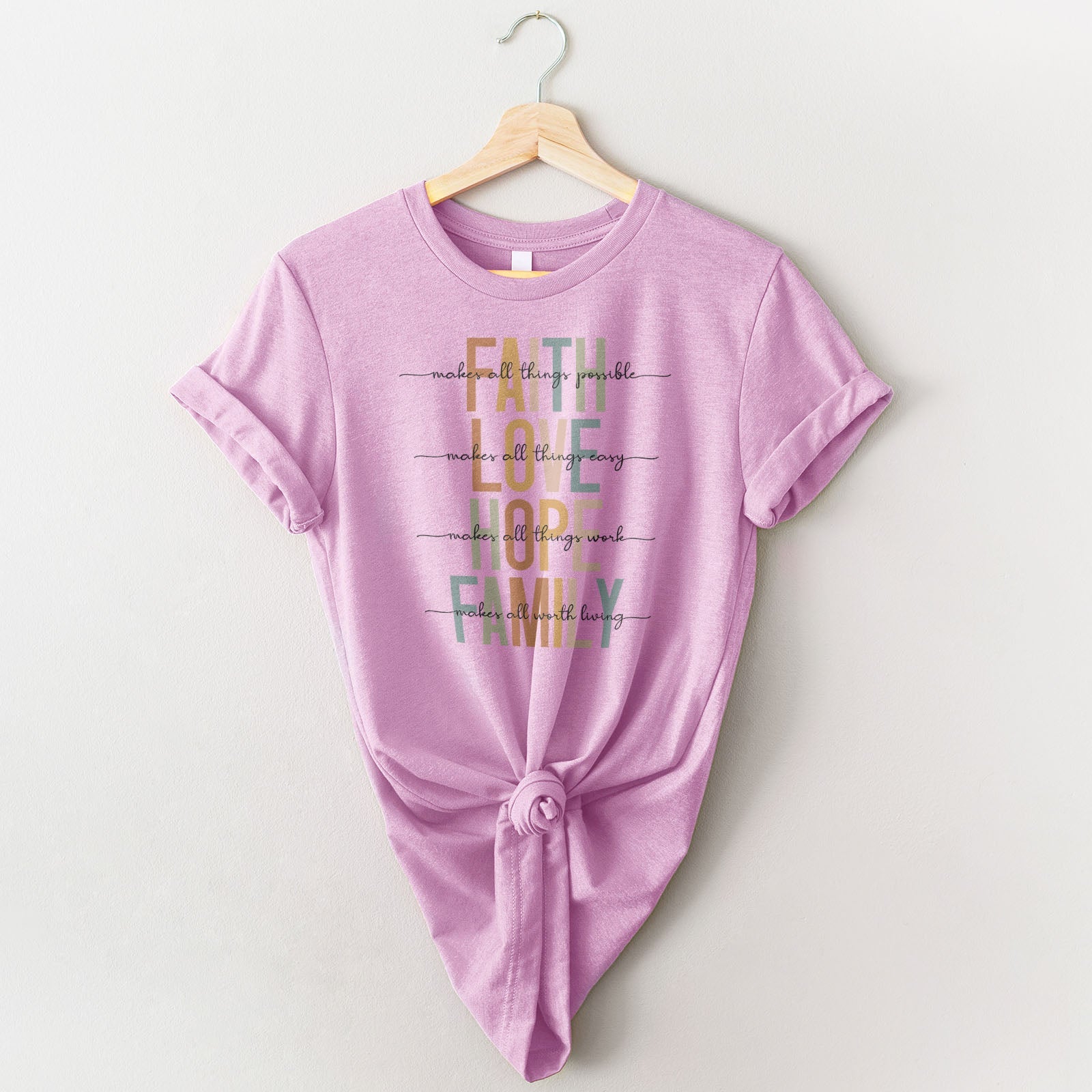 Faith Love Hope Family Tee Shirts For Women - Christian Shirts for Women - Religious Tee Shirts