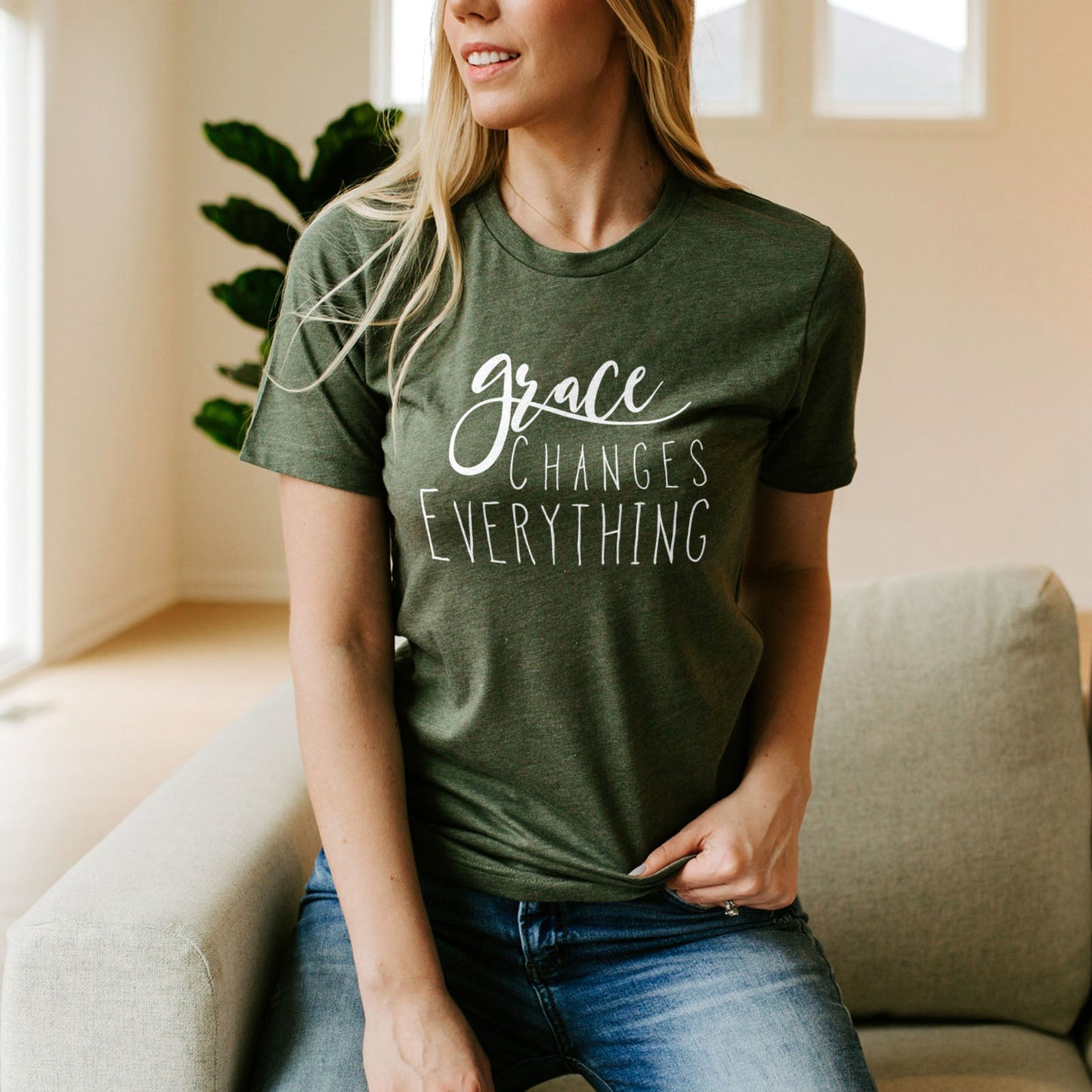 Grace Changes Everything Tee Shirts For Women - Christian Shirts for Women - Religious Tee Shirts