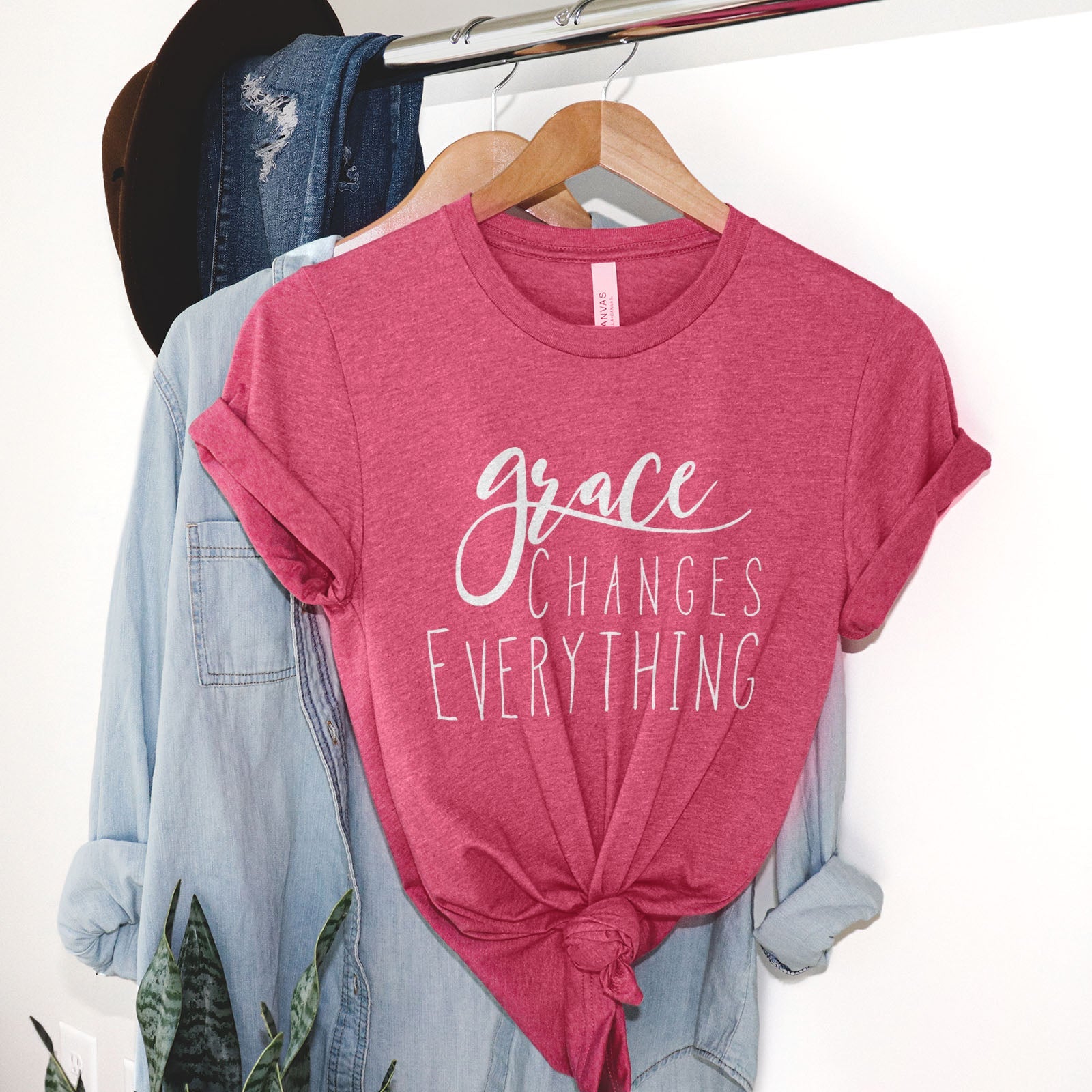 Grace Changes Everything Tee Shirts For Women - Christian Shirts for Women - Religious Tee Shirts