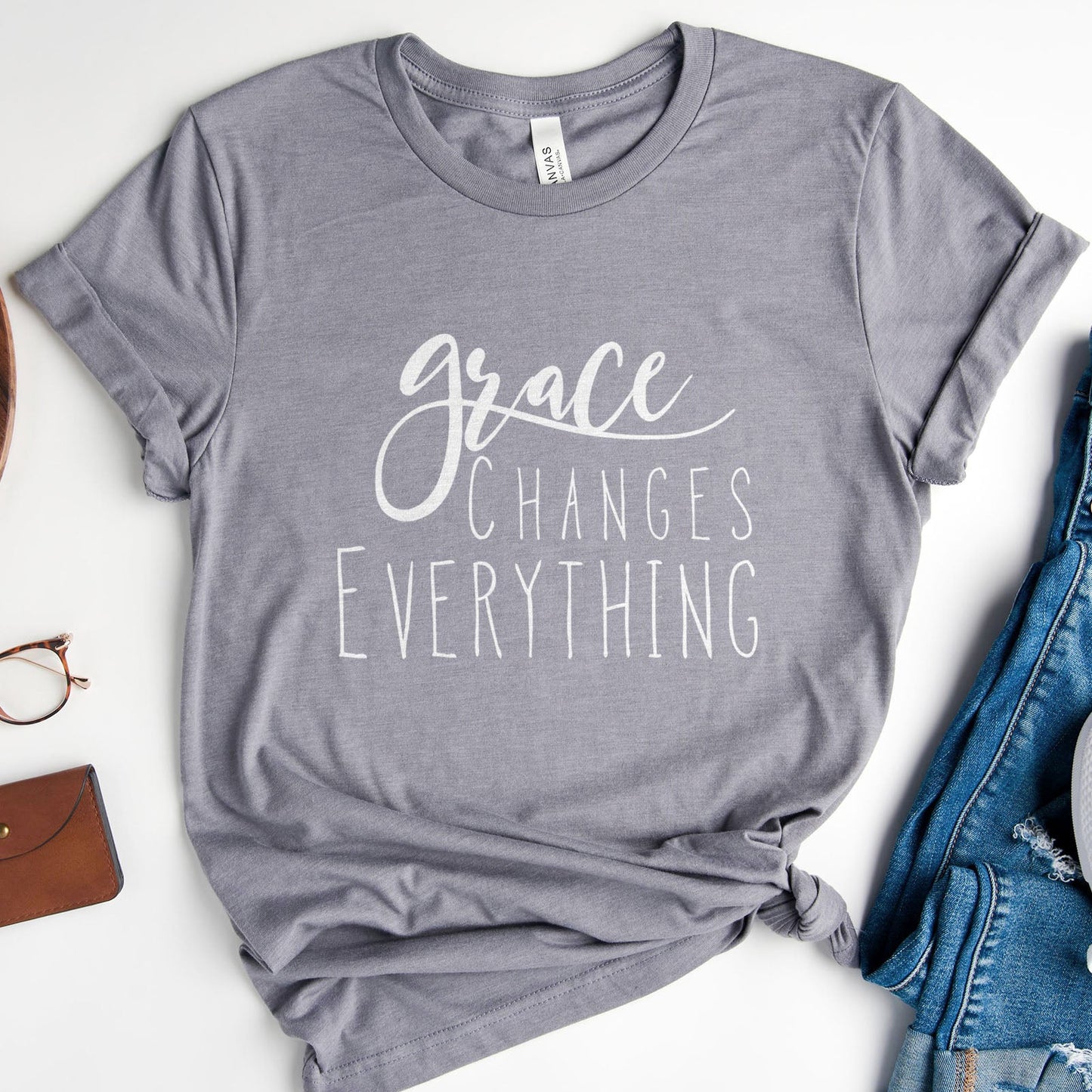 Grace Changes Everything Tee Shirts For Women - Christian Shirts for Women - Religious Tee Shirts