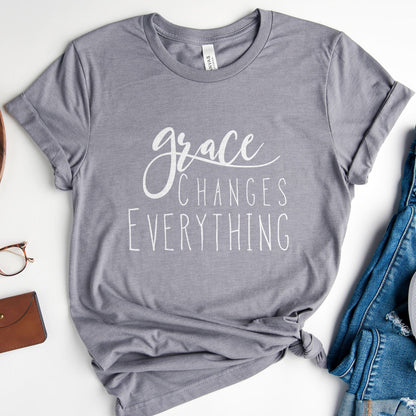 Grace Changes Everything Tee Shirts For Women - Christian Shirts for Women - Religious Tee Shirts