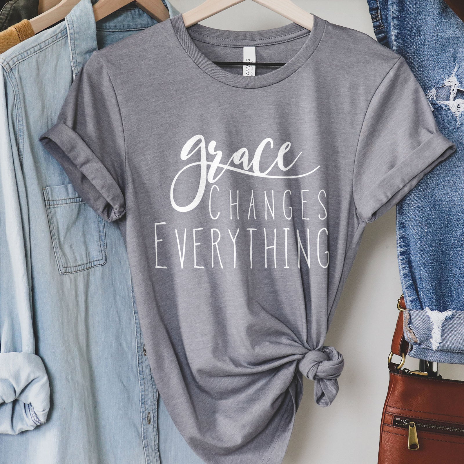 Grace Changes Everything Tee Shirts For Women - Christian Shirts for Women - Religious Tee Shirts