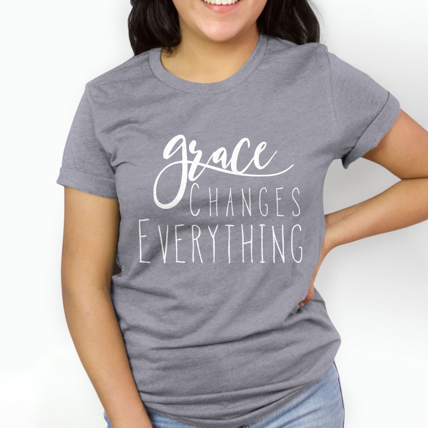 Grace Changes Everything Tee Shirts For Women - Christian Shirts for Women - Religious Tee Shirts