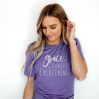 Grace Changes Everything Tee Shirts For Women - Christian Shirts for Women - Religious Tee Shirts