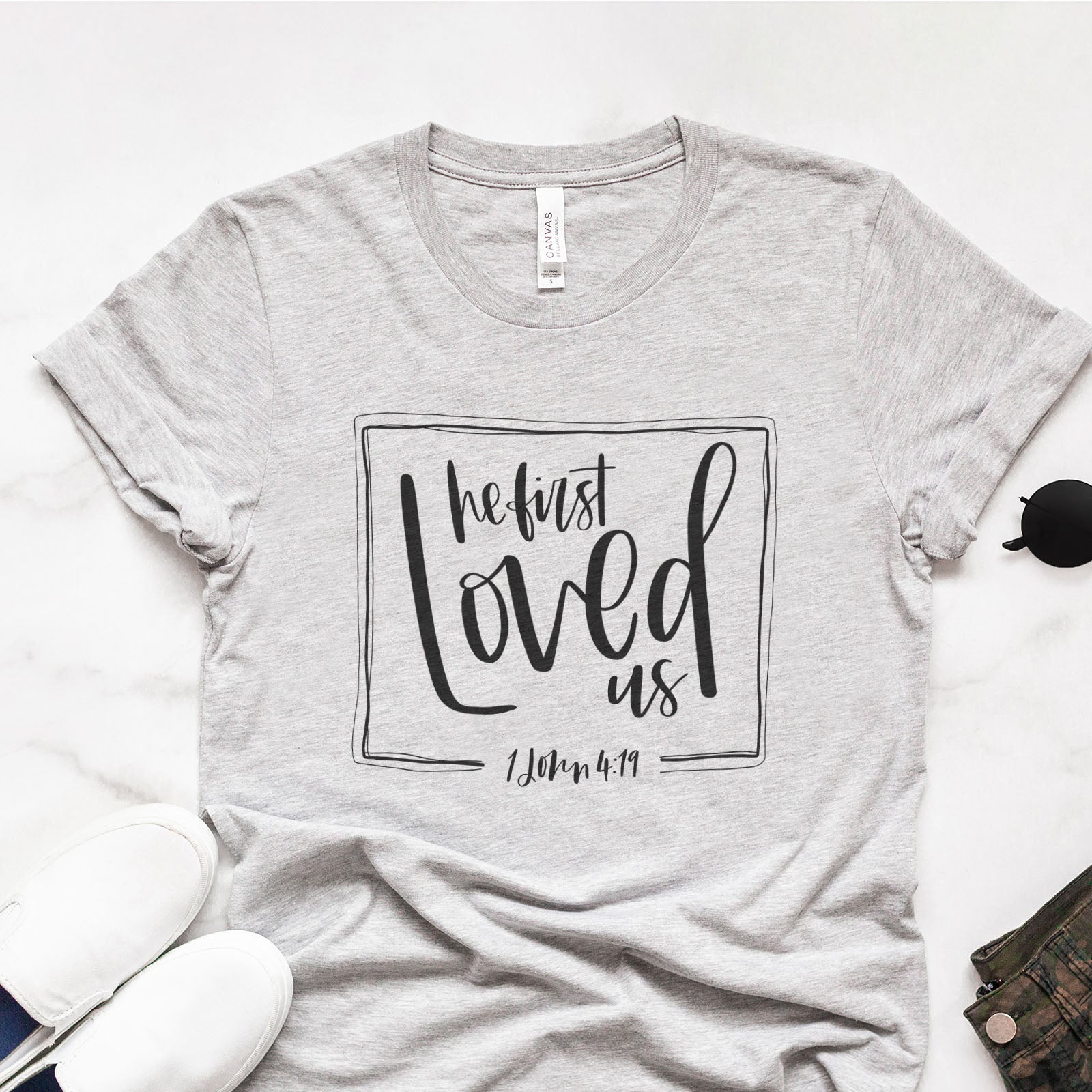 He First Loved Us Tee Shirts For Women - Christian Shirts for Women - Religious Tee Shirts