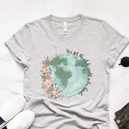 He's got the whole world in His hands Tee Shirts For Women - Christian Shirts for Women - Religious Tee Shirts