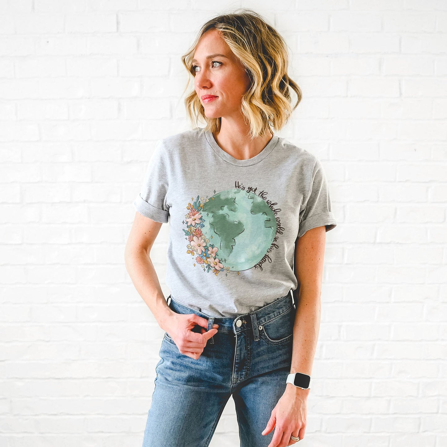 He's got the whole world in His hands Tee Shirts For Women - Christian Shirts for Women - Religious Tee Shirts