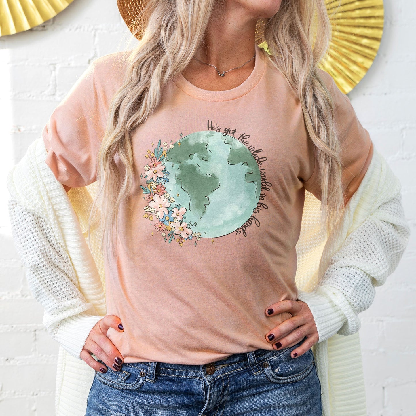 He's got the whole world in His hands Tee Shirts For Women - Christian Shirts for Women - Religious Tee Shirts