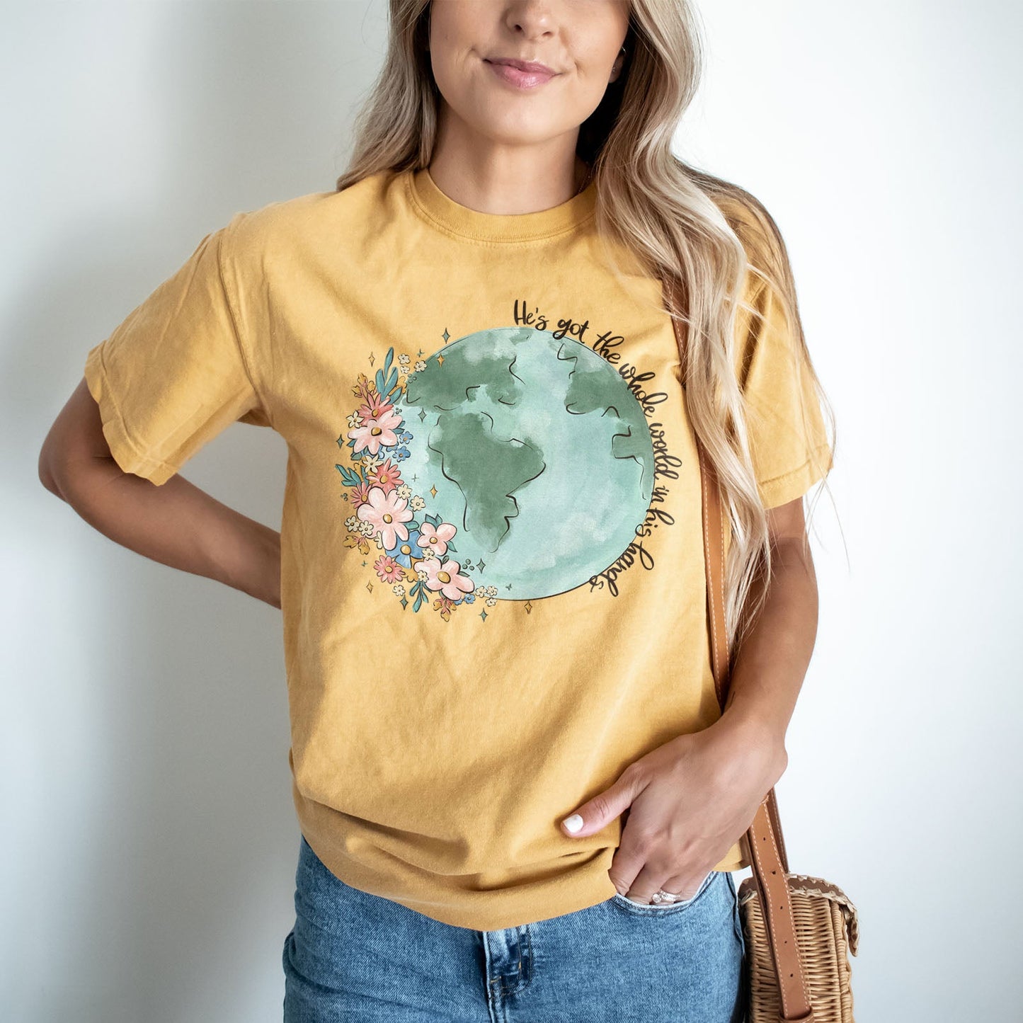 He's got the whole world in His hands Tee Shirts For Women - Christian Shirts for Women - Religious Tee Shirts