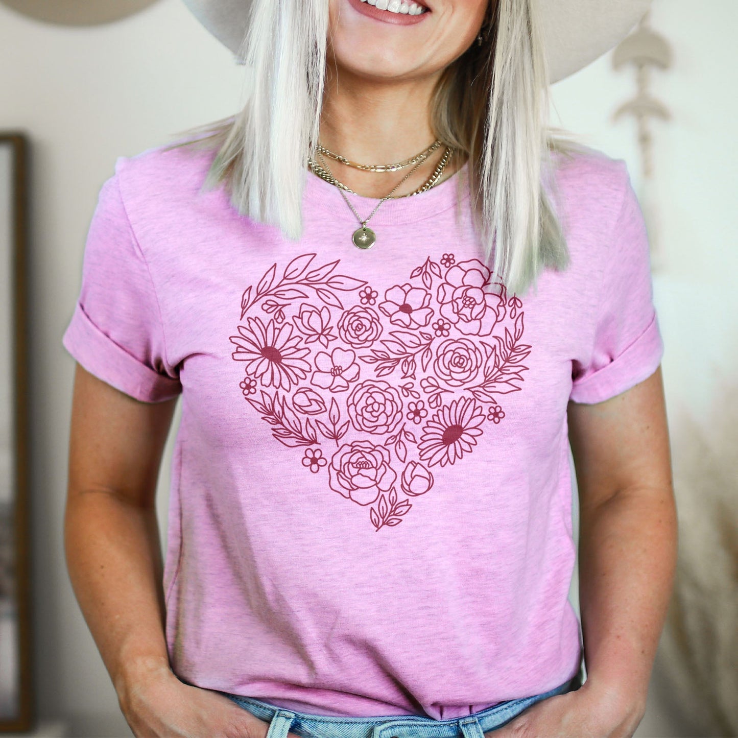 Heart Wildflowers Tee Shirts For Women - Christian Shirts for Women - Religious Tee Shirts