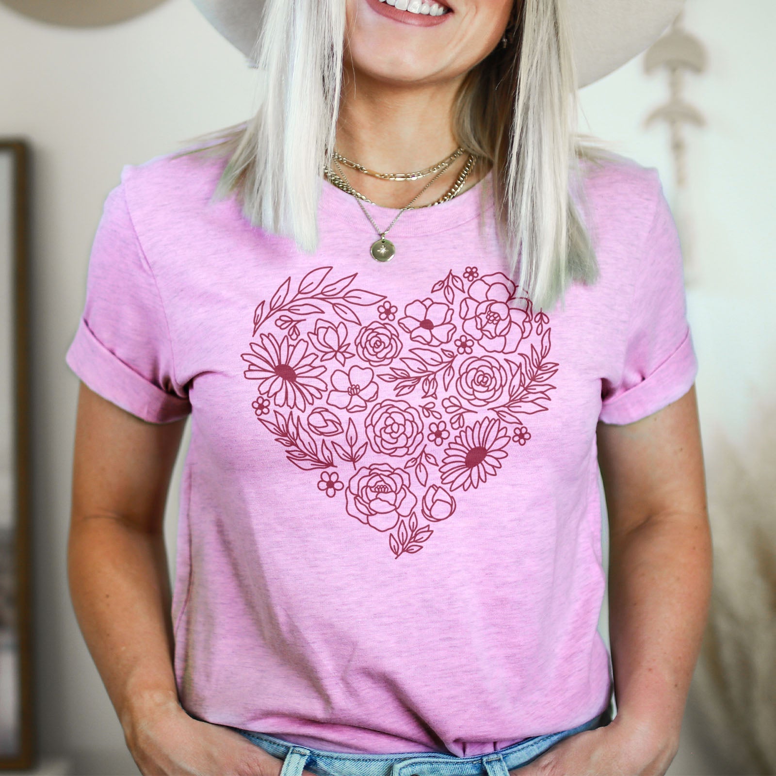 Heart Wildflowers Tee Shirts For Women - Christian Shirts for Women - Religious Tee Shirts