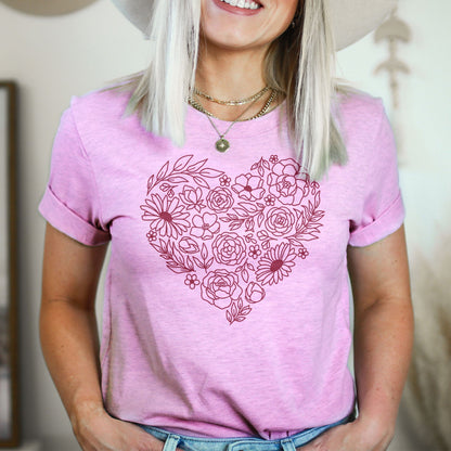 Heart Wildflowers Tee Shirts For Women - Christian Shirts for Women - Religious Tee Shirts