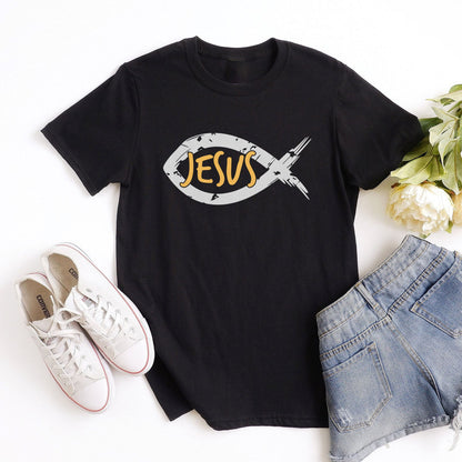 Jesus Fish Tee Shirts For Women - Christian Shirts for Women - Religious Tee Shirts