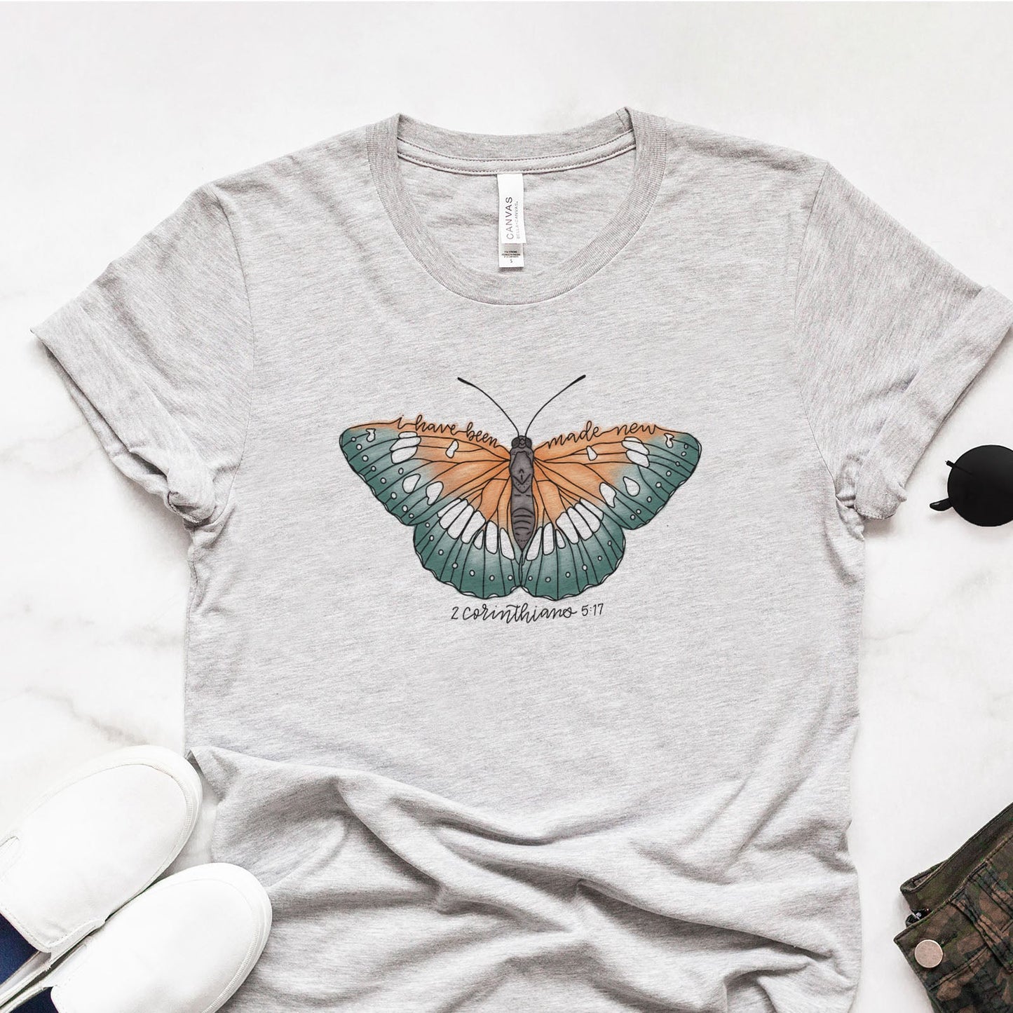 Made New Hand Lettered Butterfly Tee Shirts For Women - Christian Shirts for Women - Religious Tee Shirts
