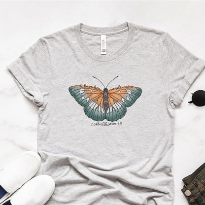 Made New Hand Lettered Butterfly Tee Shirts For Women - Christian Shirts for Women - Religious Tee Shirts