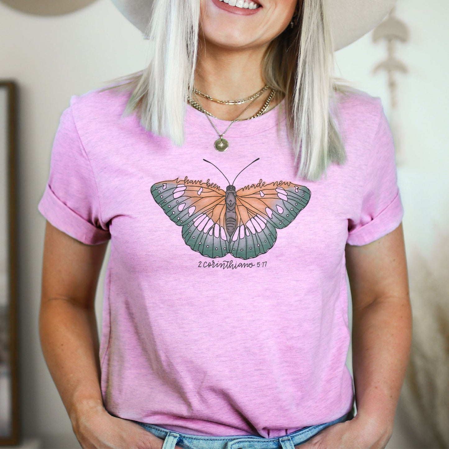 Made New Hand Lettered Butterfly Tee Shirts For Women - Christian Shirts for Women - Religious Tee Shirts