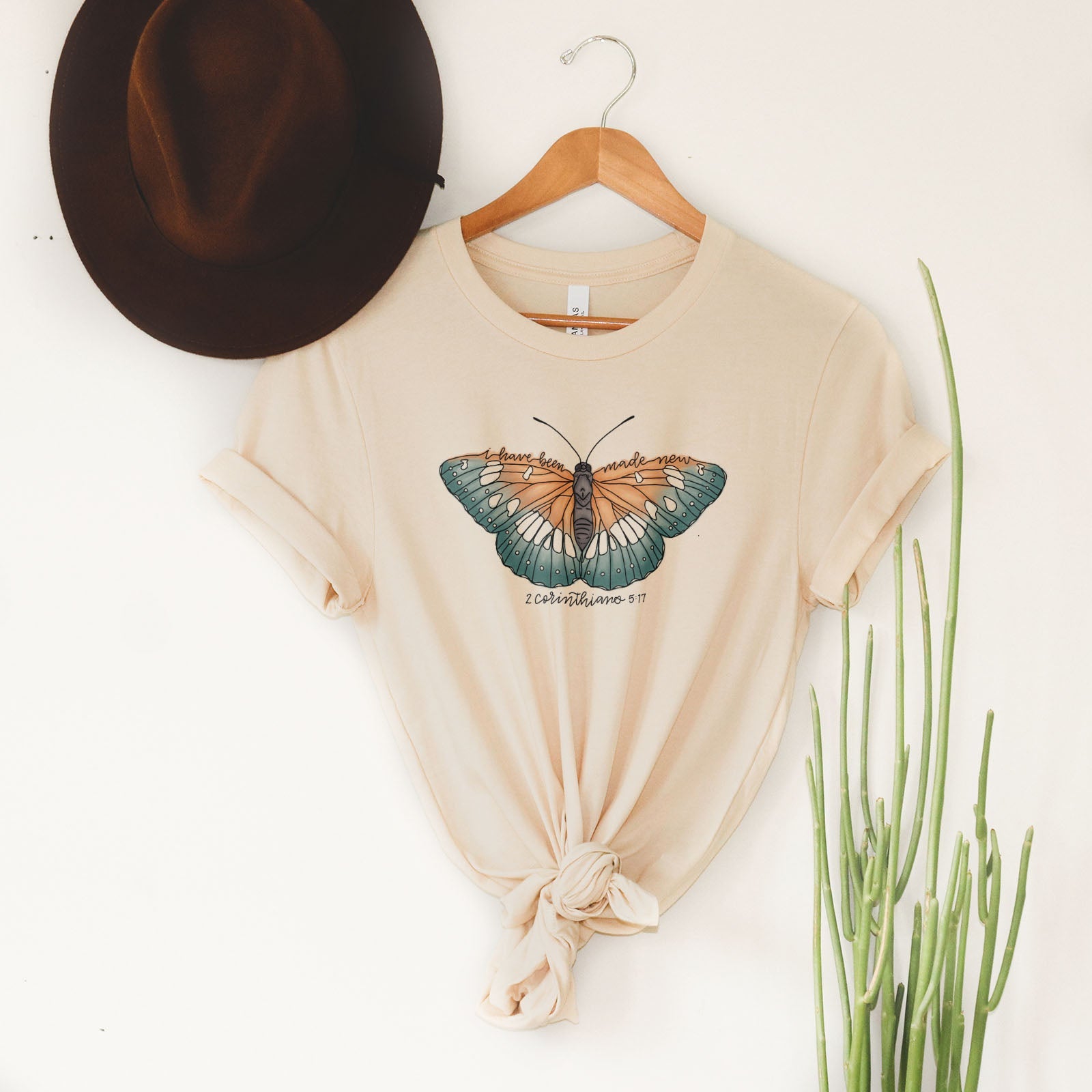 Made New Hand Lettered Butterfly Tee Shirts For Women - Christian Shirts for Women - Religious Tee Shirts