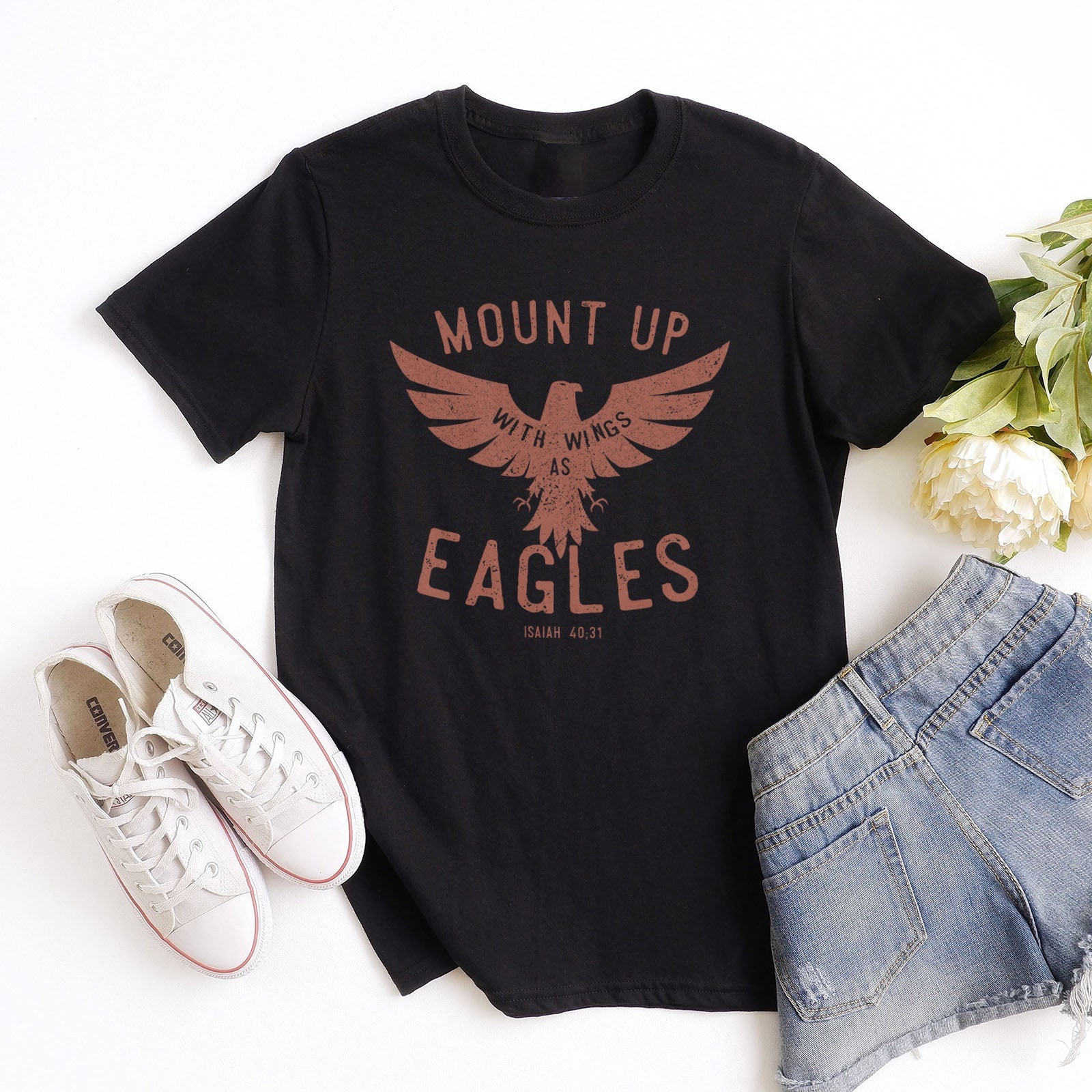 Mount Up Eagles Isaiah 40:31 Tee Shirts For Women - Christian Shirts for Women - Religious Tee Shirts