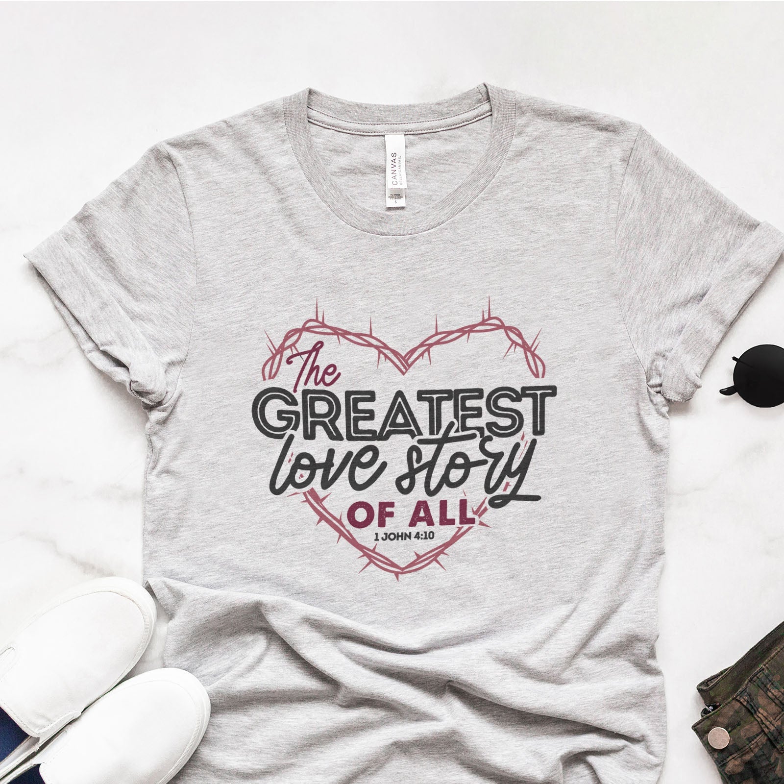 The Greatest Love Story Ever Told Tee Shirts For Women - Christian Shirts for Women - Religious Tee Shirts