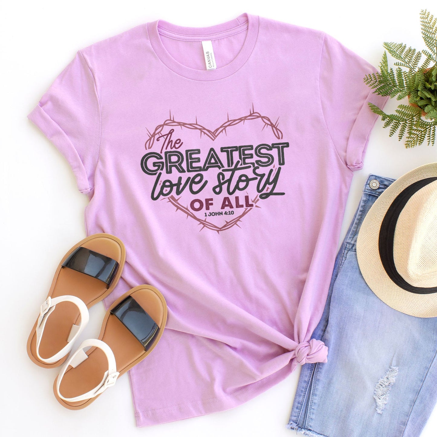 The Greatest Love Story Ever Told Tee Shirts For Women - Christian Shirts for Women - Religious Tee Shirts