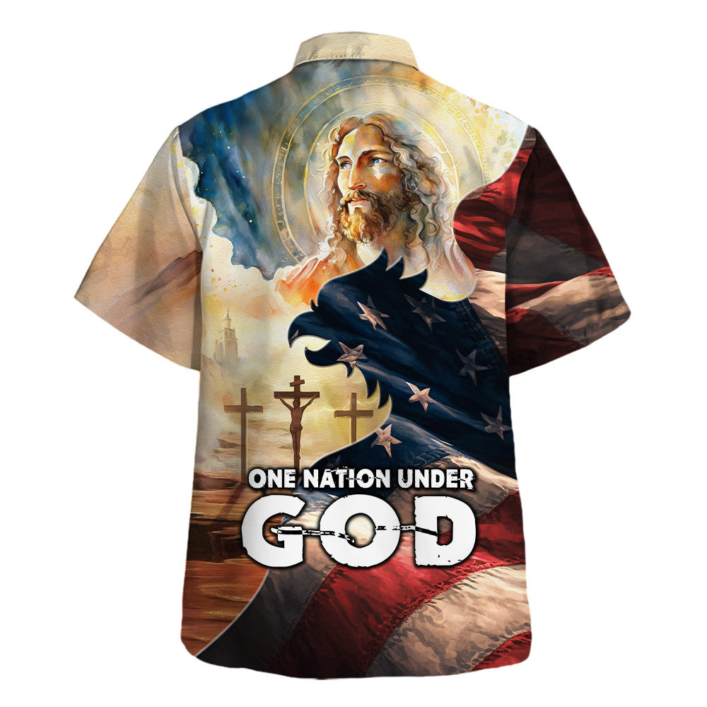Face Of Jesus One Nation Under God Hawaiian Shirt - Christian Hawaiian Shirt - Religious Hawaiian Shirts