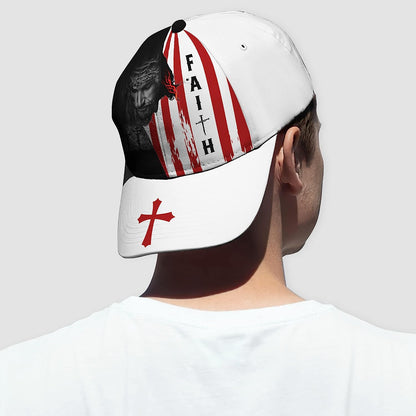 Faith American Flag And God And Cross All Over Print Baseball Cap - Christian Hats For Men Women