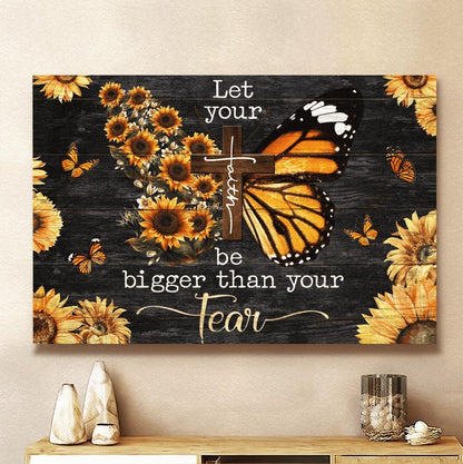 Faith Bigger Than Fear Butterfly Canvas Wall Art - Christian Poster - Religious Wall Decor