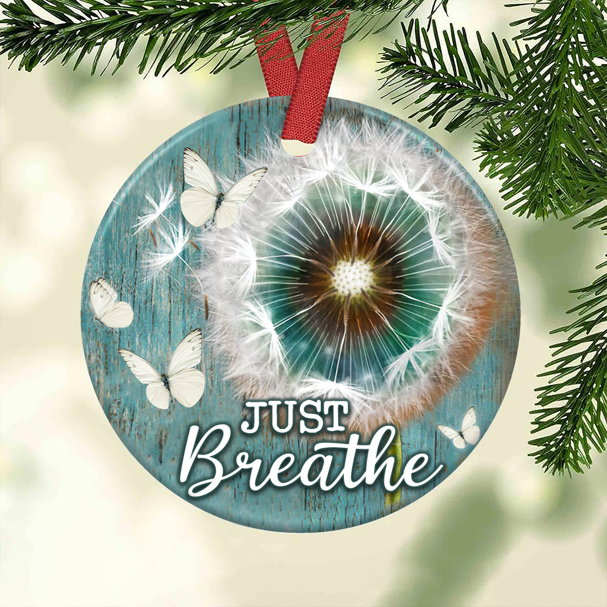 Faith Butterfly 10 Ceramic Circle Ornament - Decorative Ornament - Christmas Ornament