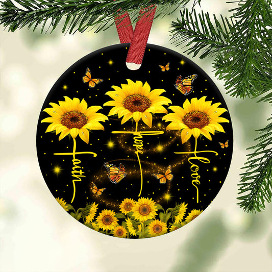 Faith Butterfly 11 Ceramic Circle Ornament - Decorative Ornament - Christmas Ornament