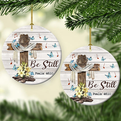 Faith Butterfly 12 Ceramic Circle Ornament - Decorative Ornament - Christmas Ornament