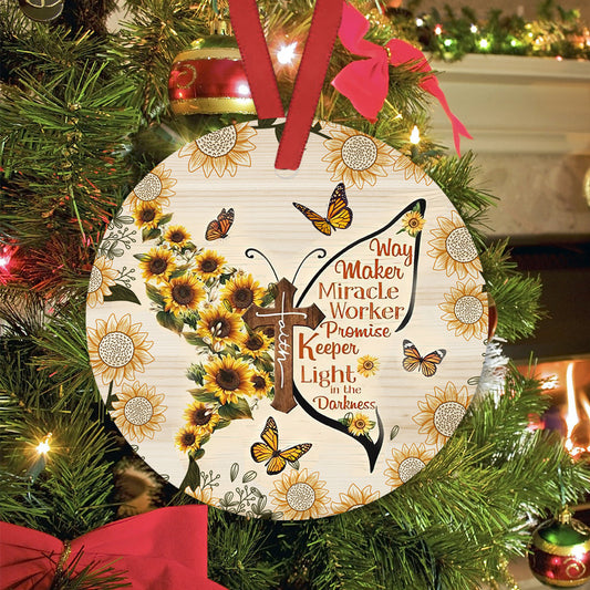 Faith Butterfly 3 Ceramic Circle Ornament - Decorative Ornament - Christmas Ornament