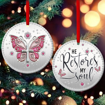 Faith Butterfly 5 Ceramic Circle Ornament - Decorative Ornament - Christmas Ornament