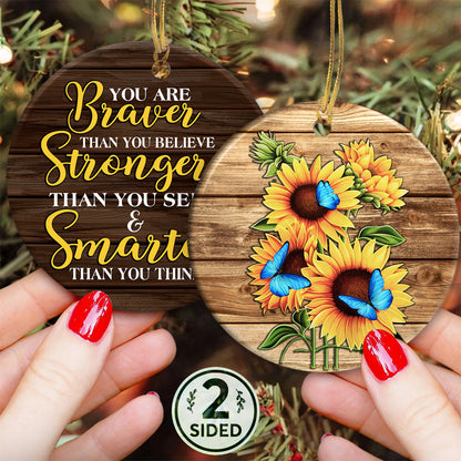 Faith Butterfly 6 Ceramic Circle Ornament - Decorative Ornament - Christmas Ornament