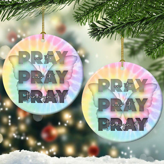 Faith Butterfly 7 Ceramic Circle Ornament - Decorative Ornament - Christmas Ornament