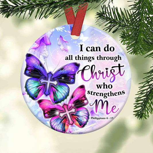 Faith Butterfly 9 Ceramic Circle Ornament - Decorative Ornament - Christmas Ornament