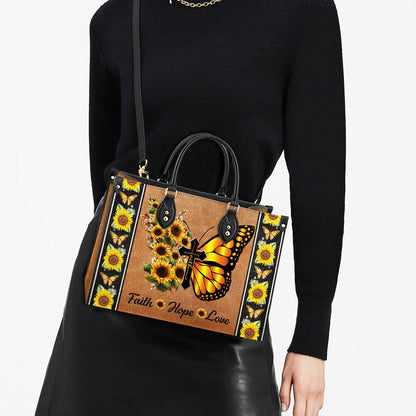 Faith Butterfly Sunflower Leather Bag - Women's Pu Leather Bag - Best Mother's Day Gifts