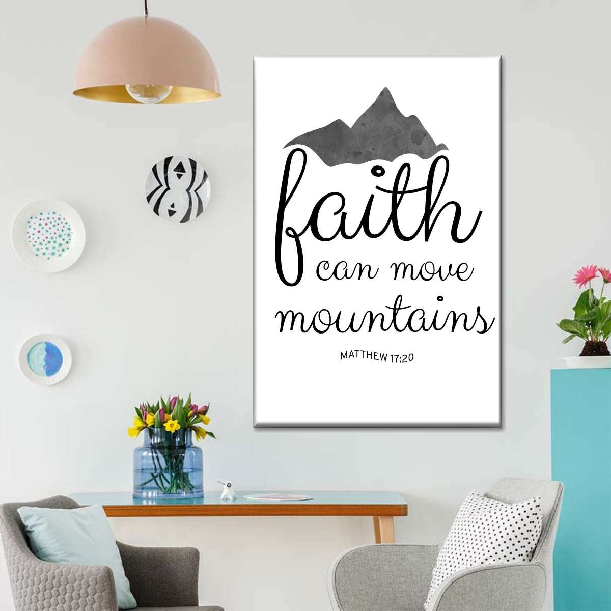 Faith Can Move Mountains Canvas Wall Art - Christian Wall Decor Art - Religious Wall Decor