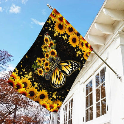 Faith Christian Cross Butterfly Flag - Outdoor Christian House Flag - Christian Garden Flags