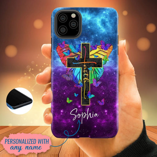 Faith Cross Butterfly Custom Name Case - Personalized Christian Gifts- Iphone Samsung Cases Christian