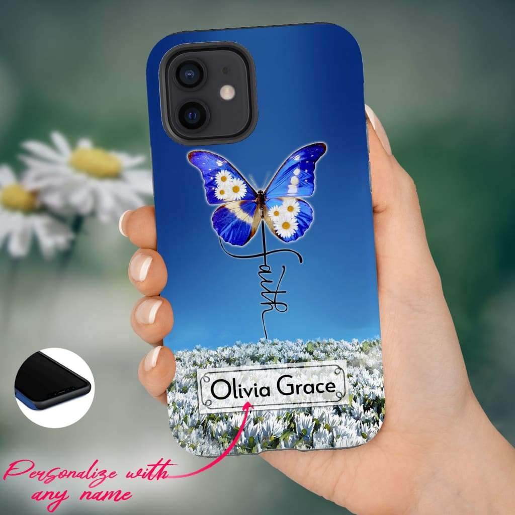 Faith Cross Butterfly Personalized Name Iphone Case - Personalized Christian Gifts - Bible Verse Phone Cases Samsung