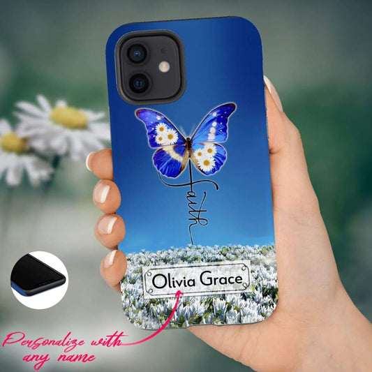 Faith Cross Butterfly Personalized Name Iphone Case - Personalized Christian Gifts - Bible Verse Phone Cases Samsung