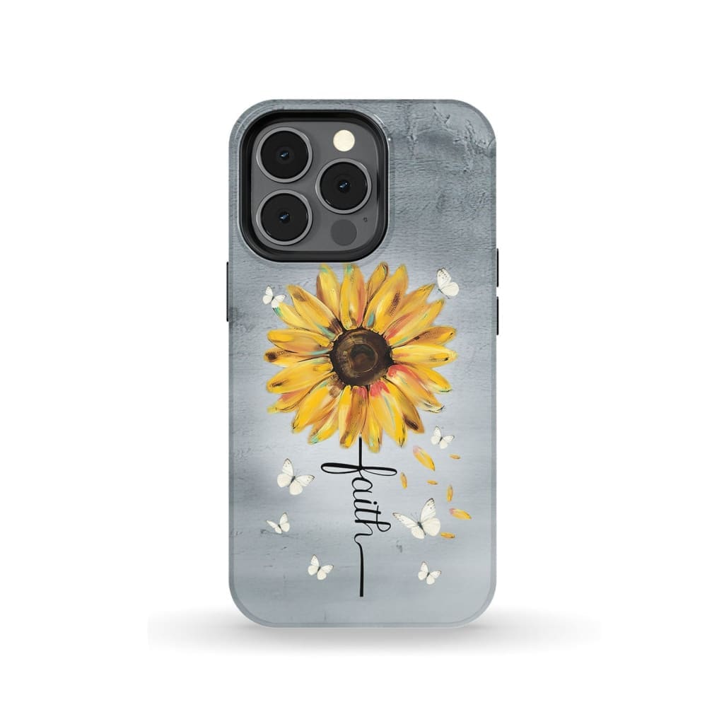 Faith Cross Butterfly Sunflower Phone Case - Christian Phone Cases - Religious Phone Case