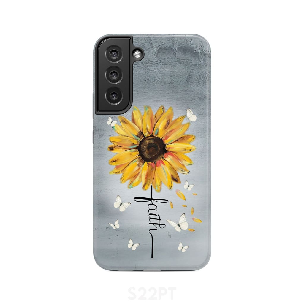 Faith Cross Butterfly Sunflower Phone Case - Christian Phone Cases - Religious Phone Case