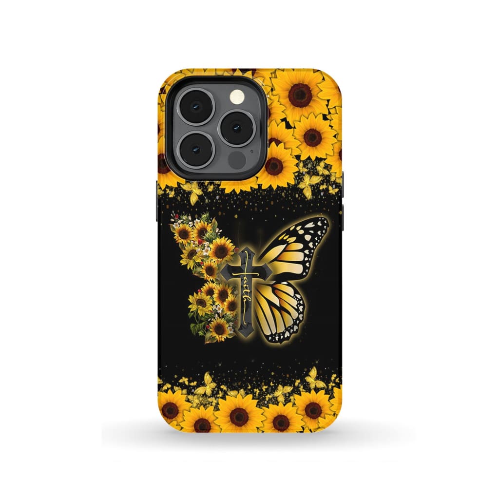 Faith Cross Butterfly Sunflower Phone Case - Scripture Phone Cases - Iphone Cases Christian