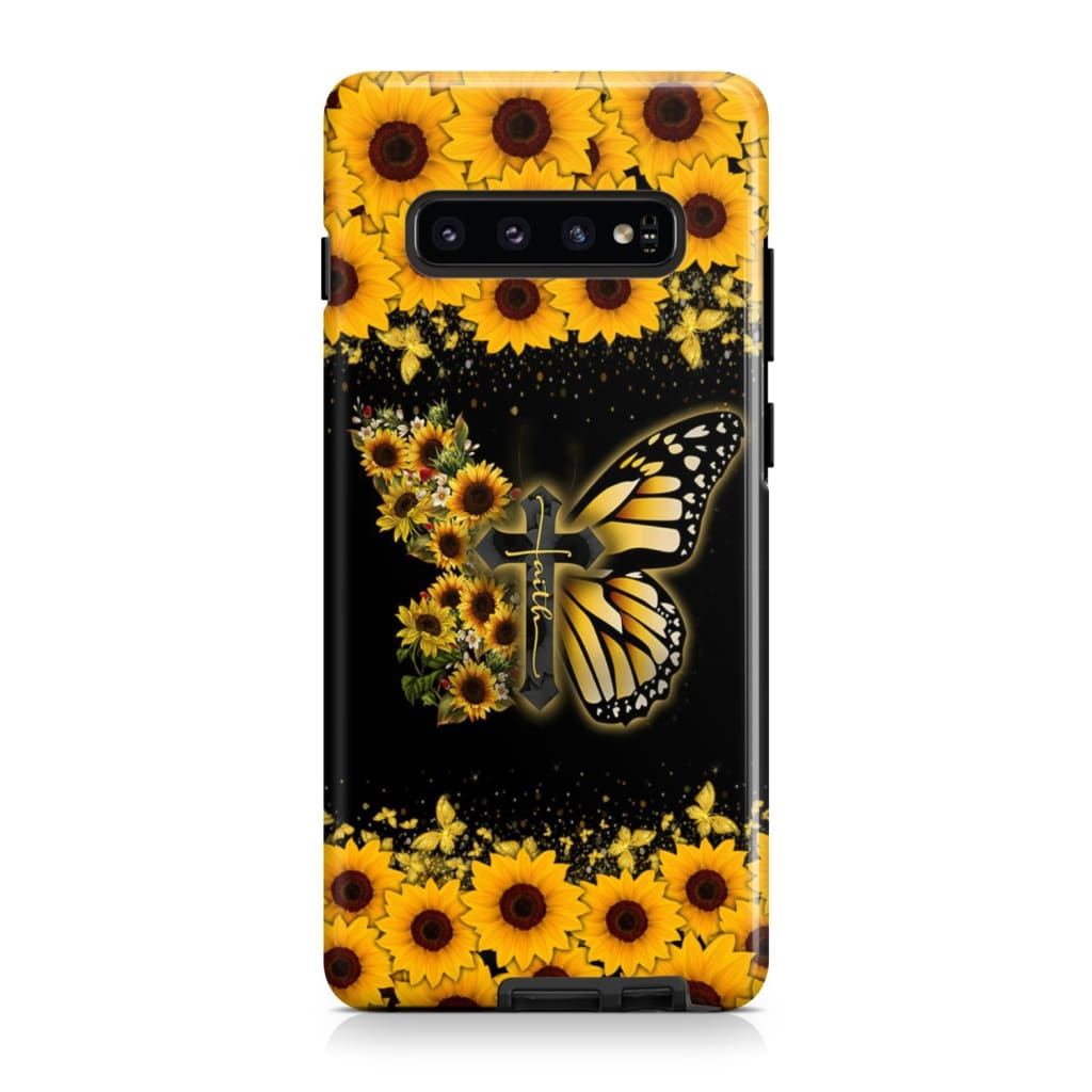 Faith Cross Butterfly Sunflower Phone Case - Scripture Phone Cases - Iphone Cases Christian