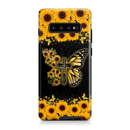 Faith Cross Butterfly Sunflower Phone Case - Scripture Phone Cases - Iphone Cases Christian