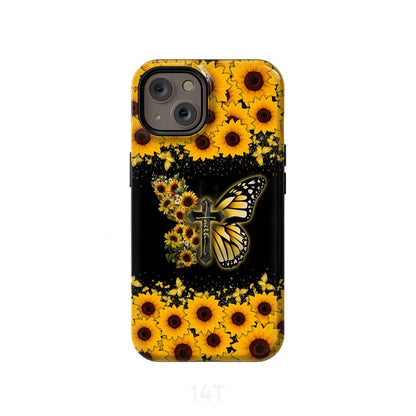 Faith Cross Butterfly Sunflower Phone Case - Scripture Phone Cases - Iphone Cases Christian