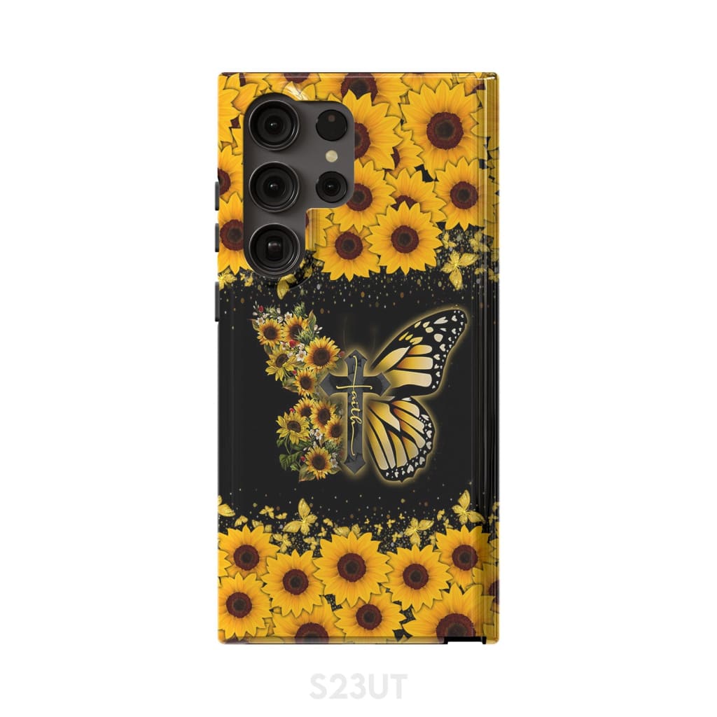 Faith Cross Butterfly Sunflower Phone Case - Scripture Phone Cases - Iphone Cases Christian