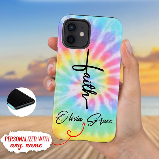 Faith Custom Name Tie Dye Phone Case - Personalized Christian Gifts - Bible Verse Phone Cases Samsung